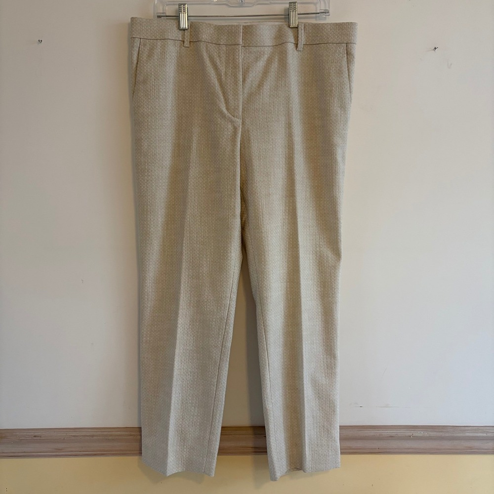 Ann Taylor Women's Beige Tan Textured Straight Leg Career Lightweight Pants 12